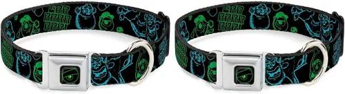 Miniatura 9 de Buckle-Down Monsters Inc. Sully & Mike Poses/GRRRRR! - Collar de perro con hebilla para cinturón de seguridad, negro, turquesa, verde, 1 pulgada