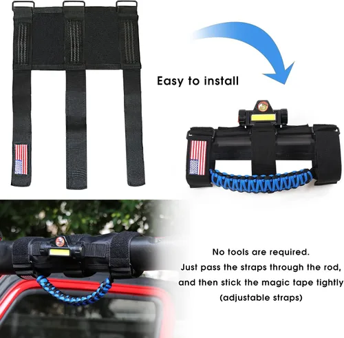 Miniatura 8 de sukemichi Asas de Agarre para Barra Enrollable con Luz para Accesorios de Jeep Wrangler TJ JK JL YJ Unlimited Rubicon Sahara 2 Puertas 4 Puertas