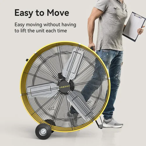 Miniatura 7 de VINICAYA 30 Inch High Velocity Floor Fan, 3-Speed Heavy Duty Industrial Drum Fan for Warehouses, Workshops, Factories and Basements, 2 Pack