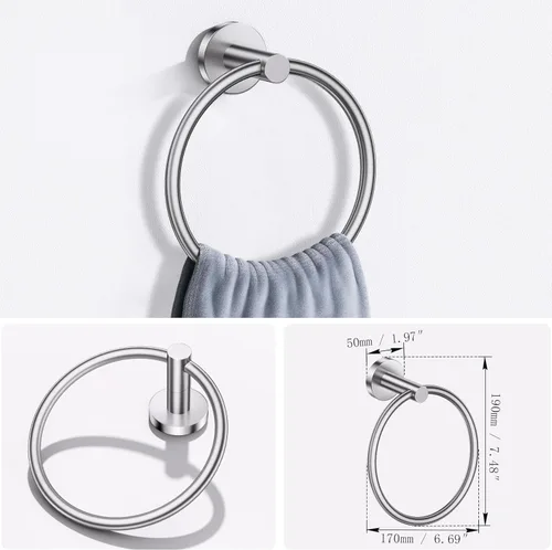 Miniatura 4 de Lairuier Juego de accesorios de baño, juego de 4 toalleros que incluye soporte para papel higiénico, anillo para toallas y 2 ganchos para toallas