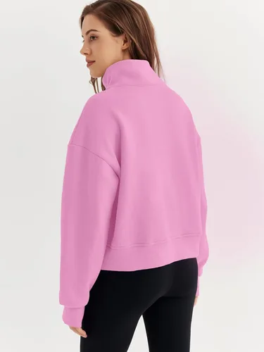 Miniatura 4 de EFAN Sudaderas de gran tamaño con media cremallera para mujer, sudaderas recortadas de forro polar con cremallera de un cuarto, ropa de moda 2024