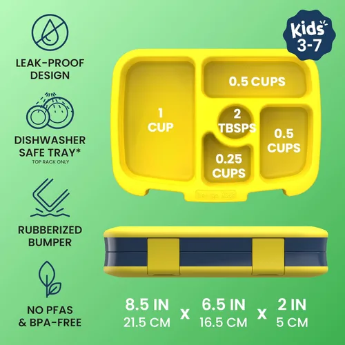 Miniatura 3 de Bentgo Kids Prints - Lonchera de 5 compartimentos estilo bento, a prueba de derrames, porciones de tamaño ideal para niños de 3 a 7 años, duradera