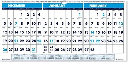 House of Doolittle Calendario de pared 2024, horizontal de tres meses, 23.5 x 12 pulgadas, diciembre - enero (HOD3648-24)