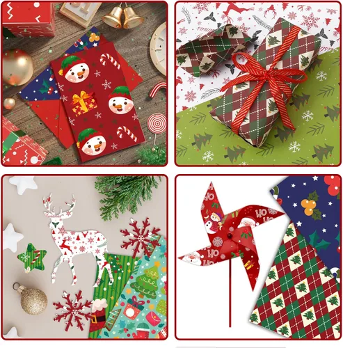 Miniatura 5 de Konsait 24 hojas de papel de álbum de recortes de Navidad de 12 x 12 pulgadas, papel de doble cara para hacer tarjetas, manualidades, envoltura