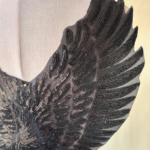 Miniatura 2 de Parches de hierro negros con alas de ángel, apliques brillantes de lentejuelas para disfraces, vestido