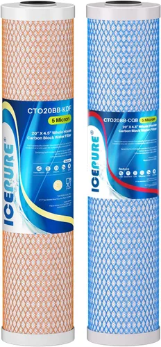 Miniatura 12 de ICEPURE 1 Micrón 50.8 cm x 11.4 cm Cartucho de filtro de agua de carbón activado de cáscara de coco CTO para toda la casa, reemplazo para FC25B