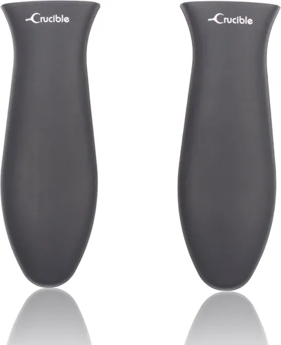 Crucible Cookware Soportes de silicona para mango caliente (negro, paquete de 2 grandes)