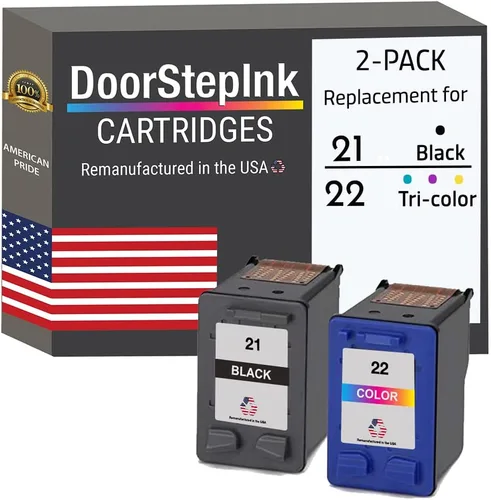 DoorStepInk Paquete combinado de 21 cartuchos de tinta remanufacturados para HP 21XL 22XL (1 negro, 1 color) para OfficeJet 4315 J3680 DeskJet F2210
