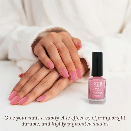 Miniatura 3 de P2P Nails Esmalte de uñas en gel vegano rosa – Esmalte de uñas de secado rápido – Gel de uñas de textura suave en colores vibrantes – Esmalte en gel