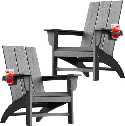 Miniatura 26 de Silla Adirondack moderna, sillas de patio de plástico HDPE para todo tipo de clima, silla para hoguera, sillas de césped al aire libre para terraza
