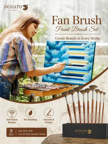Miniatura 7 de Artist Fan - Juego de 9 pinceles de pintura – Suave pelo de nailon antidesprendimiento de madera mango largo juego de pinceles para pintura acrílica