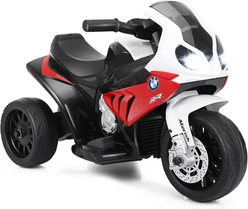 Miniatura 10 de HONEY JOY Motocicleta para niños, BMW con licencia, motocicleta de montar de 6 V con batería, con faros LED, música, pedal, suspensión de resorte