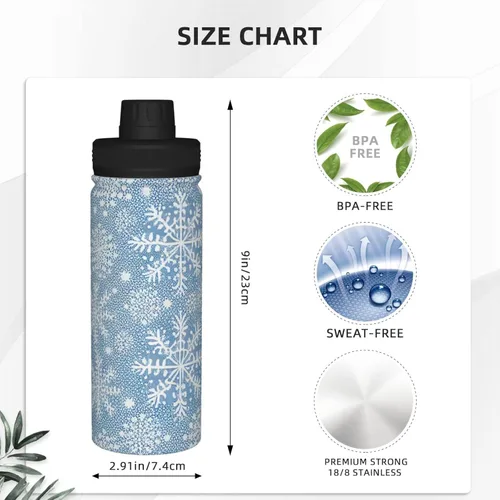 Miniatura 4 de Botella de agua deportiva a prueba de fugas con diseño de conejito junto a flores lilas, 18 onzas, de acero inoxidable duradero de doble pared