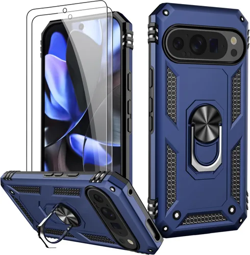 Miniatura 54 de LUMARKE Funda para Google Pixel 5 con protector de pantalla, pasa 16 pies, probada en caídas, grado militar, con soporte de anillo magnético, Rojo
