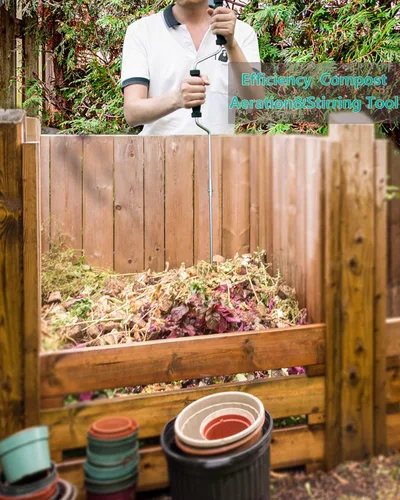 Miniatura 5 de Herramienta de Aireación de Compost de Acero Inoxidable - Volteador y Mezclador Manual para Tambores y Contenedores de Compost Descomposición Más