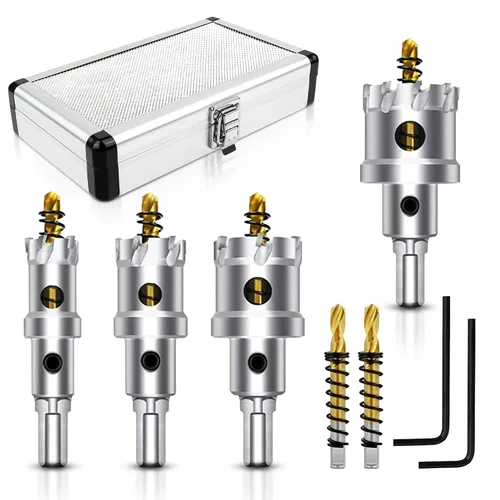 Miniatura 9 de ASNOMY Juego de 12 piezas de sierra perforadora TCT para metal duro, 5/8"-2-1/8" pulgadas con punta de carburo de tungsteno con broca piloto chapada