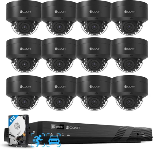 Miniatura 12 de Sistema de cámara de seguridad 4COVR 4K PoE, detección de humanos y vehículos con AI, 4 piezas de cámara IP domo de 8 MP IK10 a prueba de vandalismo