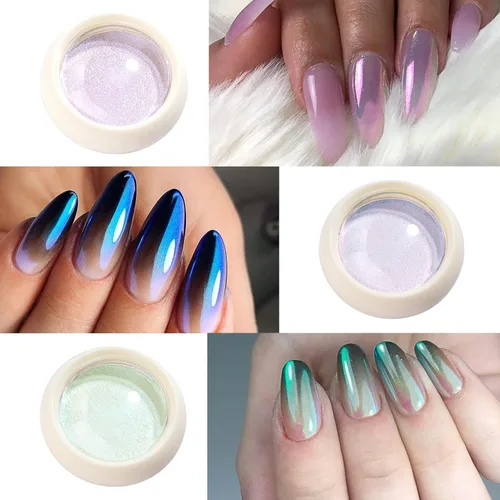 Miniatura 6 de 7Jars - Polvo de uñas cromado, efecto aurora, pigmento neón, perla, brillantina, iridiscente, kit de manicura, arte de uñas, arte de uñas