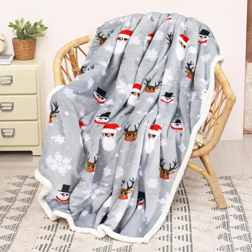 Miniatura 9 de Catalonia - Manta de elfo de Navidad Sherpa, cobijas temáticas de Navidad, manta de sofá de felpa mullida, súper suave, cómoda, acogedora, Elfo