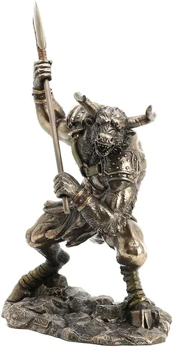 Miniatura 4 de Veronese Design Minotauro de 13 3/4 pulgadas de alto, escultura de resina de bronce fundido en frío, escultura de leyenda griega romana
