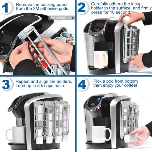 Miniatura 7 de STORAGENIE Soporte para cápsulas de café Keurig K-Cup, almacenamiento lateral para tazas K, perfecto para mostradores pequeños (rosa)