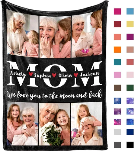 Miniatura 23 de Yofair Manta para el Día de la Madre, regalos para mamá, manta personalizada con imagen, manta personalizada para el Día de la Madre, regalos de 8