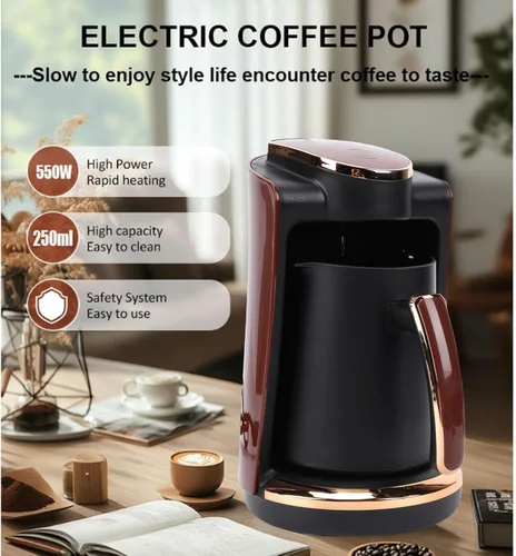 Miniatura 3 de Yosoo Cafetera de bebidas calientes de 550 W, máquina turca eléctrica de una sola taza con capacidad de 8.5 fl oz, ideal para el hogar, la oficina