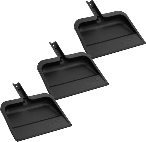 Miniatura 13 de Superio Recogedor con clip con borde de goma, bandeja de plástico duradero de 10 pulgadas de ancho con mango de agarre cómodo, recogedor de Negro