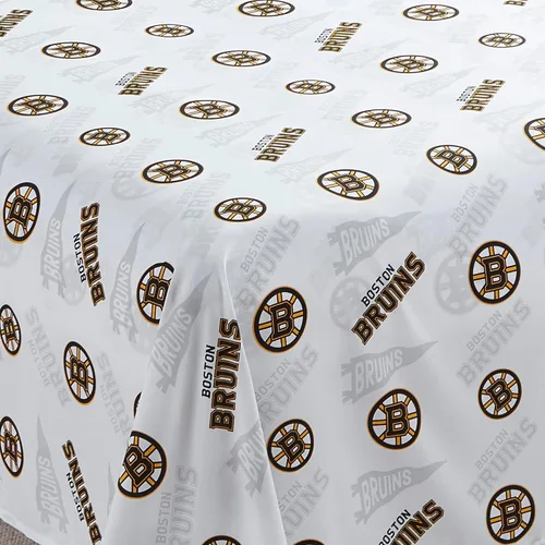 Miniatura 4 de Juego de sábanas tamaño Twin de Boston Bruins NHL con licencia oficial - Ropa de cama cómoda con logotipos del equipo repetidos para fanáticos