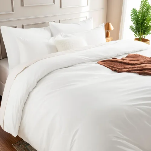 Miniatura 4 de NEXHOME PRO Funda de edredón de algodón para niños, tamaño twin, aspecto de lino, blanco, orgánico, natural, 100% algodón lavado, juego de ropa