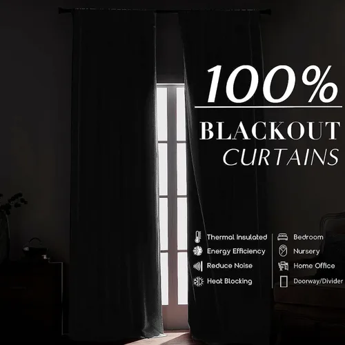 Miniatura 2 de OWENIE Rady - Cortinas opacas con textura de lino verde 100% para dormitorio, 63 pulgadas de largo, 2 paneles, bloqueo de luz completa, aislamiento