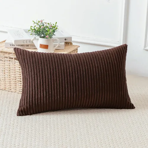 Miniatura 166 de Artscope Fundas de Almohada de Pana a Rayas Acogedoras Súper Suaves Decorativas Cuadradas Fundas de Cojín para Sofá Sillón Dormitorio Decoración