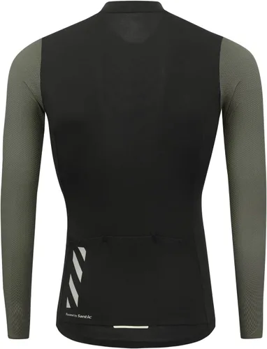 Miniatura 13 de Santic - Camiseta de ciclismo para hombre, manga larga, reflejante, cremallera completa, con bolsillos
