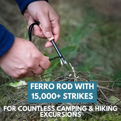 Miniatura 3 de The Friendly Swede Ferro Rod Herramienta Iniciadora de Fuego — Herramienta de Supervivencia Iniciadora de Fuego de Pedernal y Acero con Mango