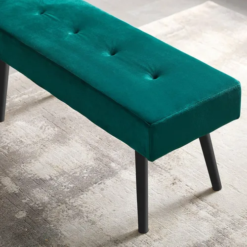 Miniatura 8 de Homedot Banco para entrada, banco de comedor tapizado sin brazos, elegante banco de terciopelo para sala de estar, copetudo con patas de metal