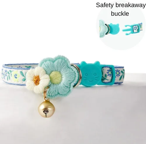 Miniatura 2 de Paquete de 2 collares de gato con bonito patrón colorido para gato, niño y niña, longitud ajustable con borla de campana, patrón tribal bohemio