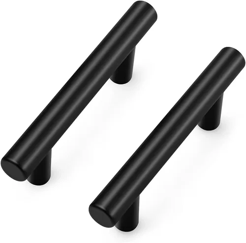 Ravinte Juego de 4 manijas de gabinete de 3-15/16 pulgadas de acero inoxidable en color negro mate para cajones de cocina, tiradores de gabinete de