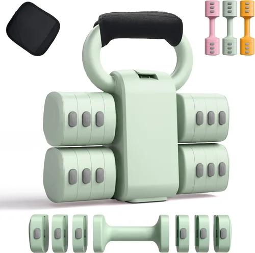 Miniatura 12 de Juego de mancuernas ajustables 2 en 1 para mujer, 4 niveles (2.2 libras a 12.1 libras), pesas de gimnasio en casa para mujeres en casa, mancuernas