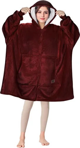 Miniatura 20 de Solaris Manta de gran tamaño con capucha y bolsillo para mascotas, cálida y súper suave y acogedora sudadera Sherpa con capucha para mujeres