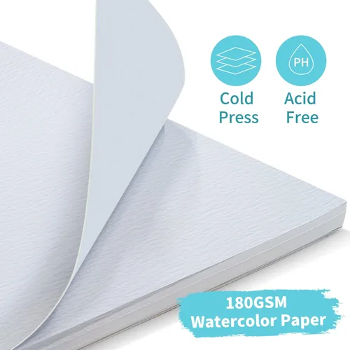 Miniatura 4 de OSIMIG Bloc de papel de acuarela de 5.5 x 8.5 pulgadas, paquete de 4 (120 hojas), cuaderno de bocetos de acuarela de arte encuadernado en espiral