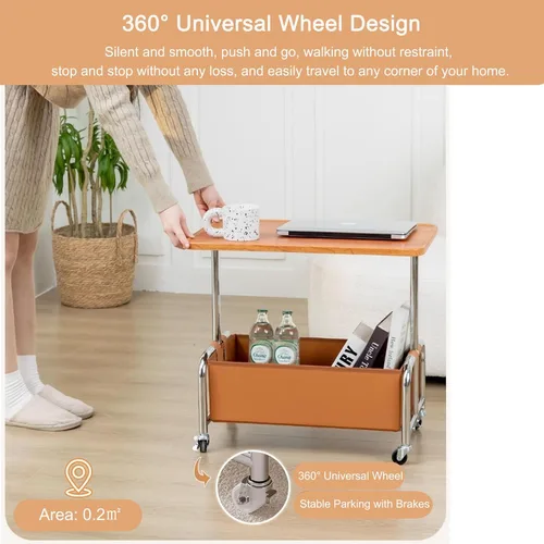 Miniatura 5 de Mesa Auxiliar Sofá Mesa Para Cama Pequeña con Ruedas Mesita Portatil Bandeja Sofá Mesas Auxiliares de Café Multifunción con Espacio