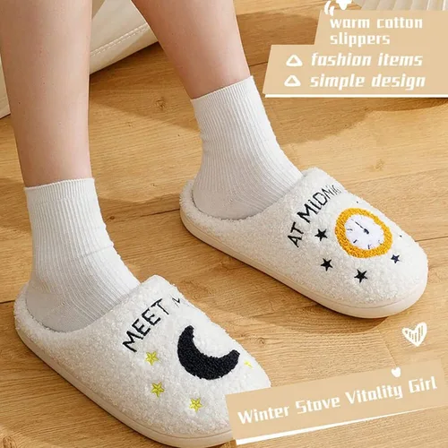 Miniatura 6 de QQGB Meet Me at Midnight - Pantuflas de felpa para mujeres y hombres, pantuflas de casa cálidas de invierno para interiores y exteriores