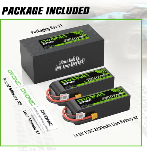 Miniatura 6 de OVONIC 4S LiPo Batería 2200mAh 14.8V 130C RC Batería con XT60 Conector
