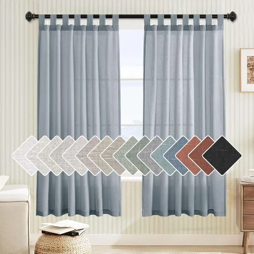Miniatura 21 de H.VERSAILTEX Cortinas aireadas mezcladas de lino natural con pestaña superior para sala de estar, decoración del hogar, material suave y rico que