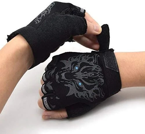 Miniatura 3 de Guantes de ciclismo sin dedos para niños y niñas con medio dedo, guantes de equitación para deportes al aire libre, guantes de gel antideslizantes