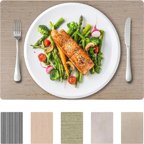 Miniatura 8 de Andie Home - Manteles individuales ovalados para mesa de cocina y comedor, juego de 6 piezas, resistentes al calor y lavables a la superficie, gris