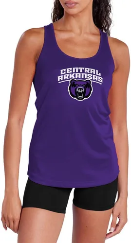 Miniatura 31 de Camiseta deportiva sin mangas oficial de NCAA Collegiate para mujer, con espalda cruzada, colección con logotipo primario