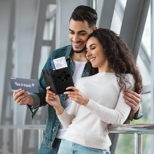 Miniatura 2 de VULKIT Soporte para pasaporte, cierre magnético, bloqueo RFID, cartera de viaje, funda para libro de pasaporte, soporte para tarjeta de embarque