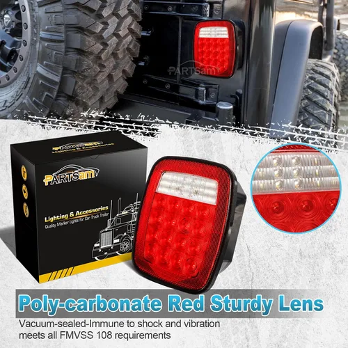 Miniatura 3 de Partsam Par de 38 LED Luces de cola universales de freno de giro de parada de licencia de respaldo para Wrangler YJ TJ CJ Camión Remolque Barco RV