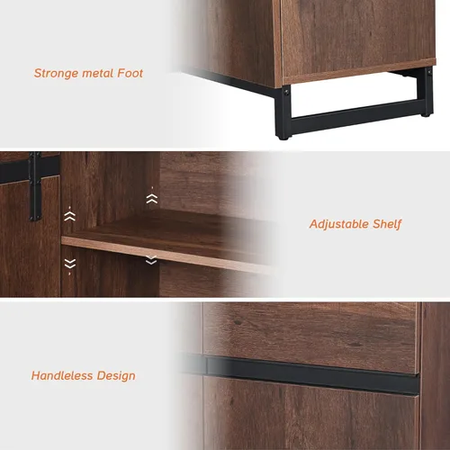 Miniatura 7 de WAMPAT Gabinetes Aparador Buffet Multifuncionales 3 en 1, Aparador Moderno con Estante Ajustable y Base de Metal, Gabinete de Barra de Café Gabinete